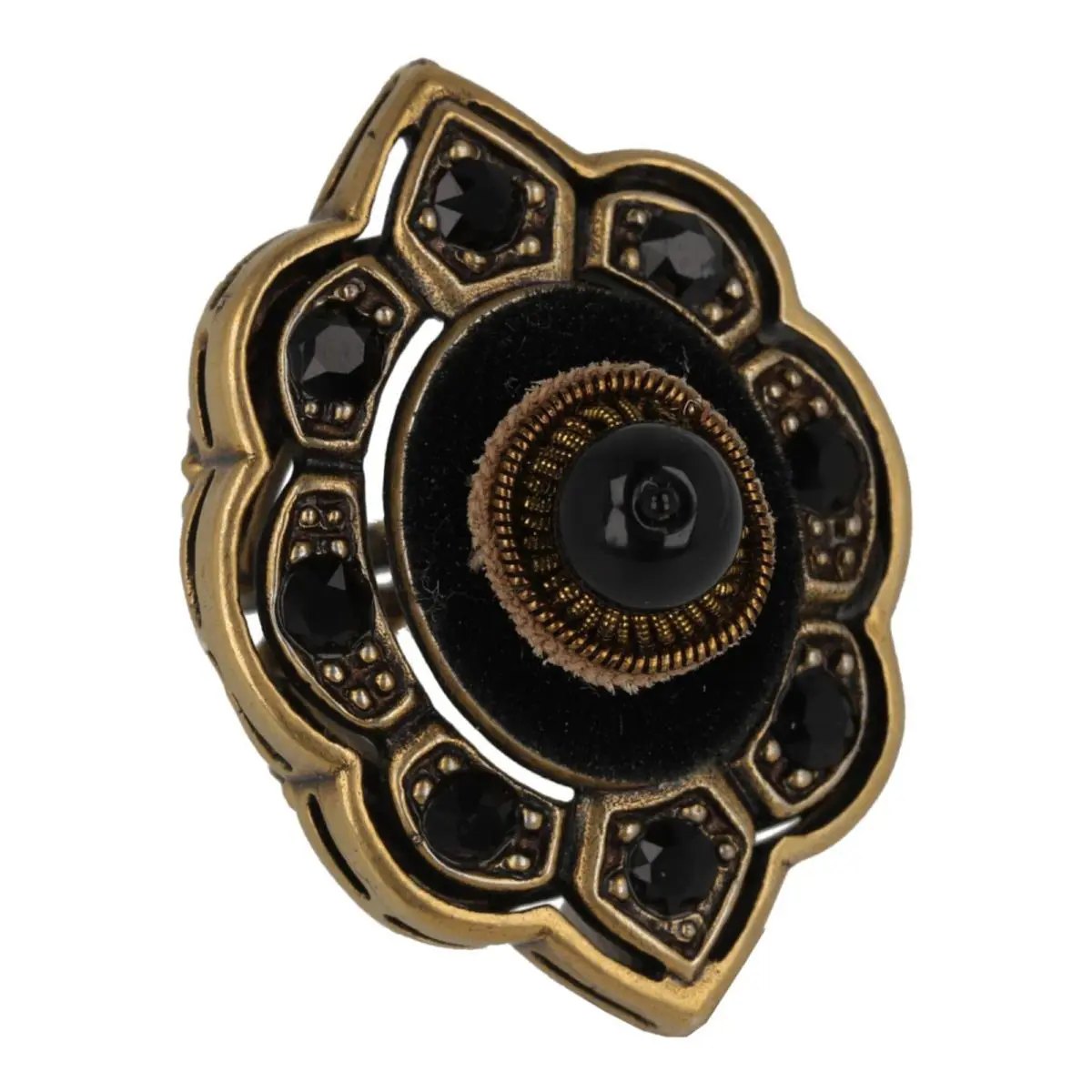 Gucci Womens Velvet and Crystal Pincushion Ring
