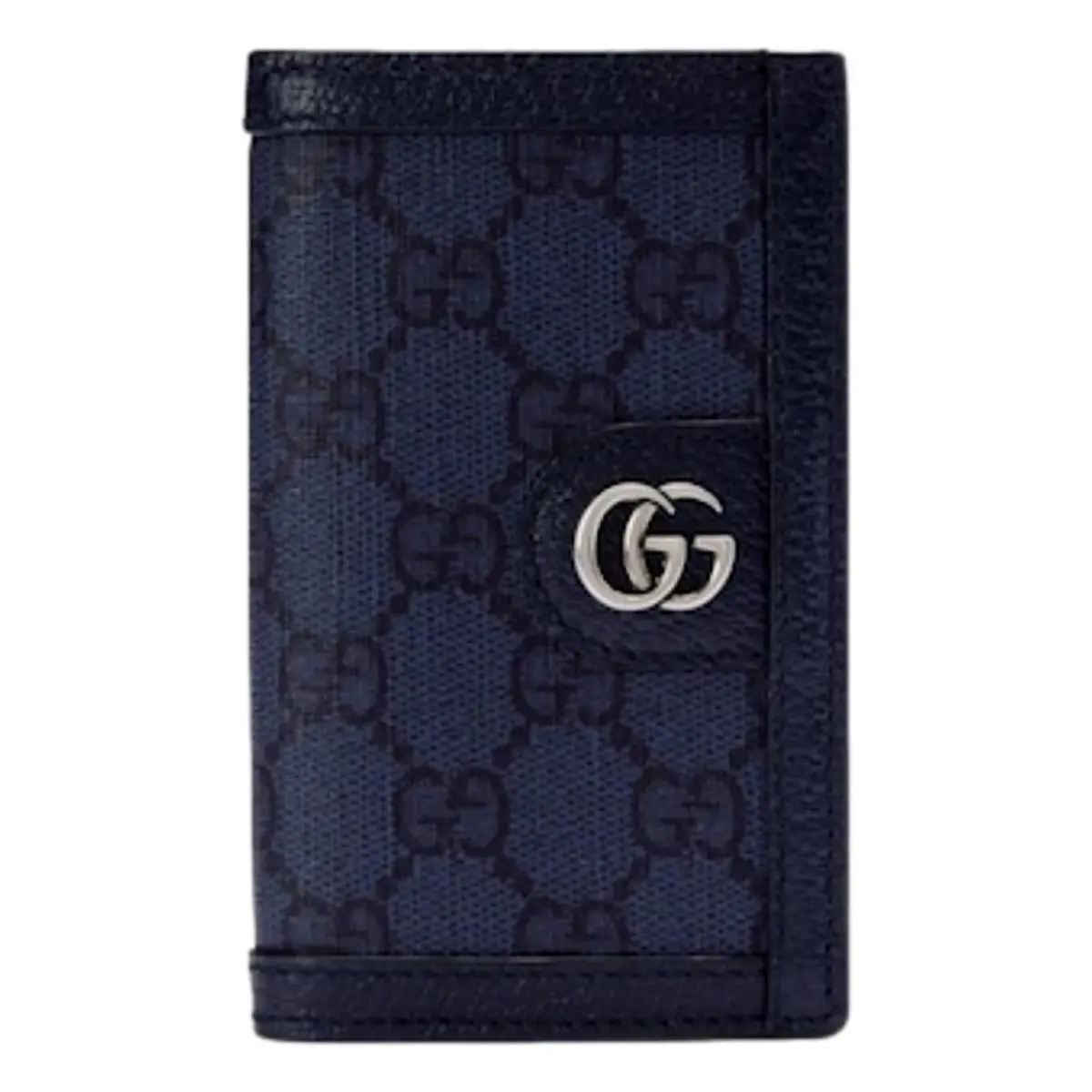 Gucci Ophidia Navy Blue GG Supreme Bifold Wallet Card Case 10 Slots