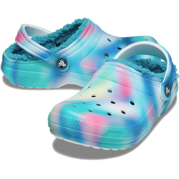Crocs Sizes 7 8 10 Classic Lined Solarized Clog Pure Water/ Multi - Blue