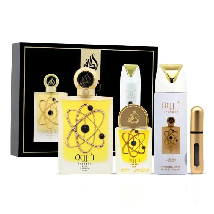 Lattafa Tharwah Gold Eau de Parfum Gift Set 3pcs Unisex Arabic Luxury Perfume