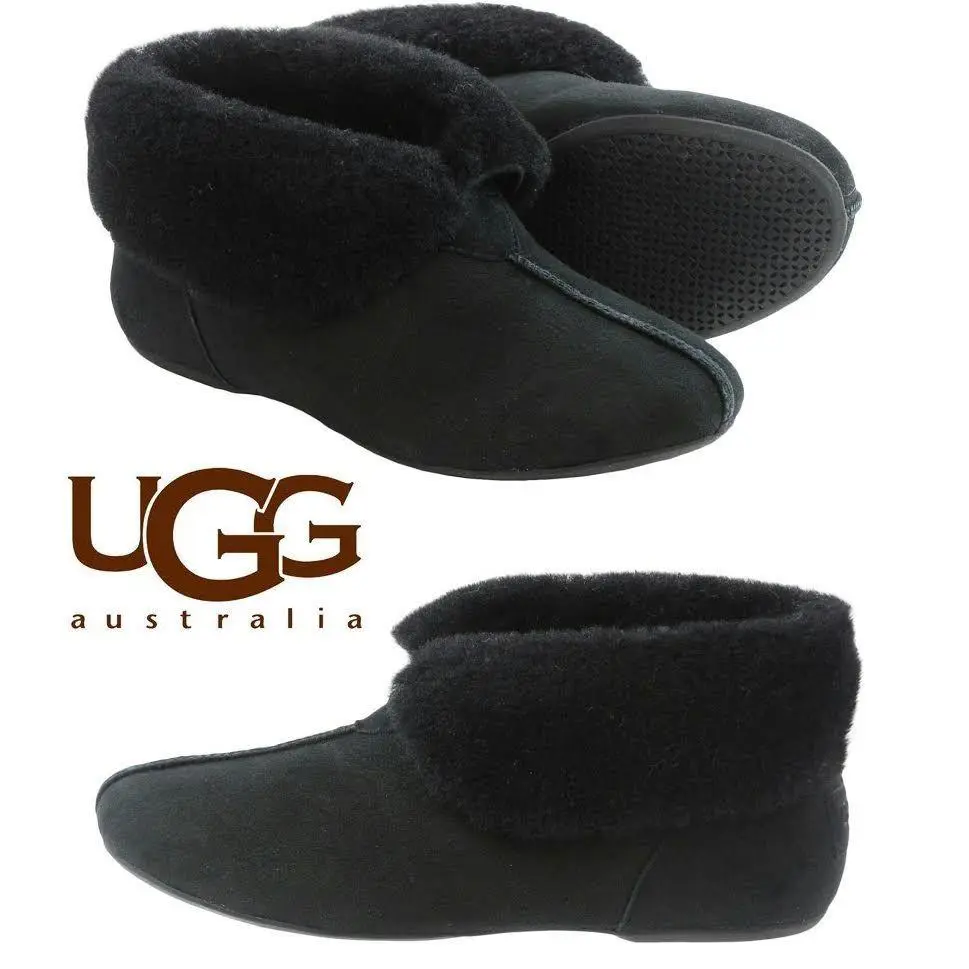 Ugg Australia Nernie Fur Fashion Women`s Cozy Slippers Home House Black - Black