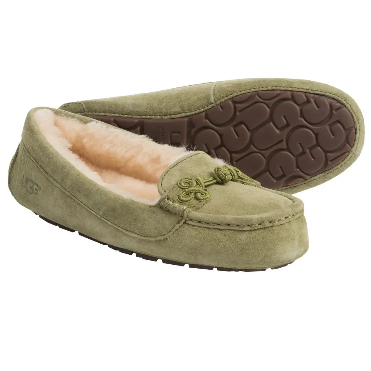 Ugg Australia Suki Water-resistant Suede Fashion Women`s Winter Cozy Slippers - WILD GRASS