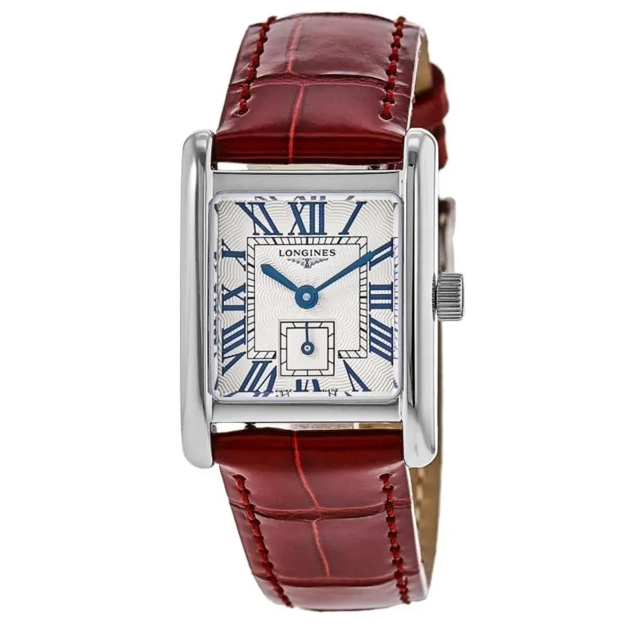 Longines Dolcevita Quartz Mini Silver Dial Women`s Watch L5.200.4.71.5 - Silver / Red, Face: Silver, Dial: Silver