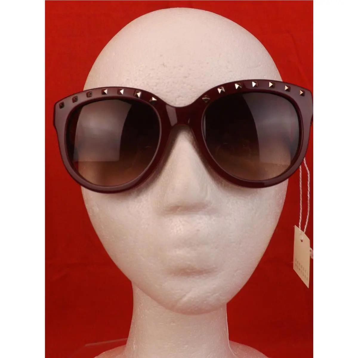 Valentino Rockstuds V659S Wine Studded Plastic Frame Sunglasses Italy