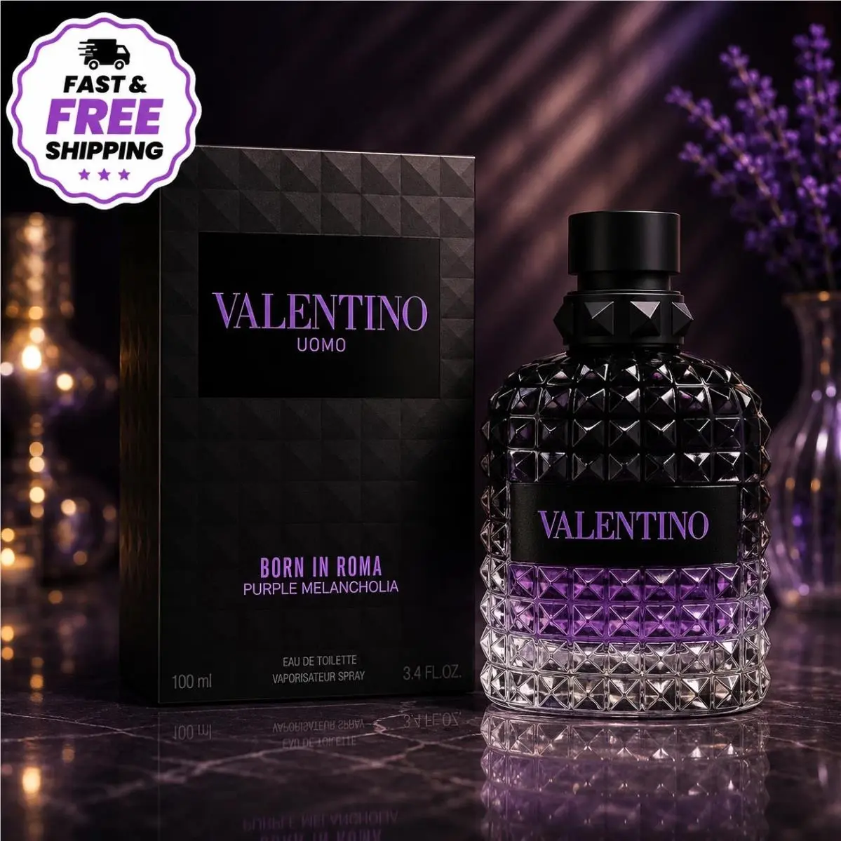 Uomo Born IN Roma Purple Melancholia Edt Spray For Men 3.4 Oz / 100 ml by Valentino