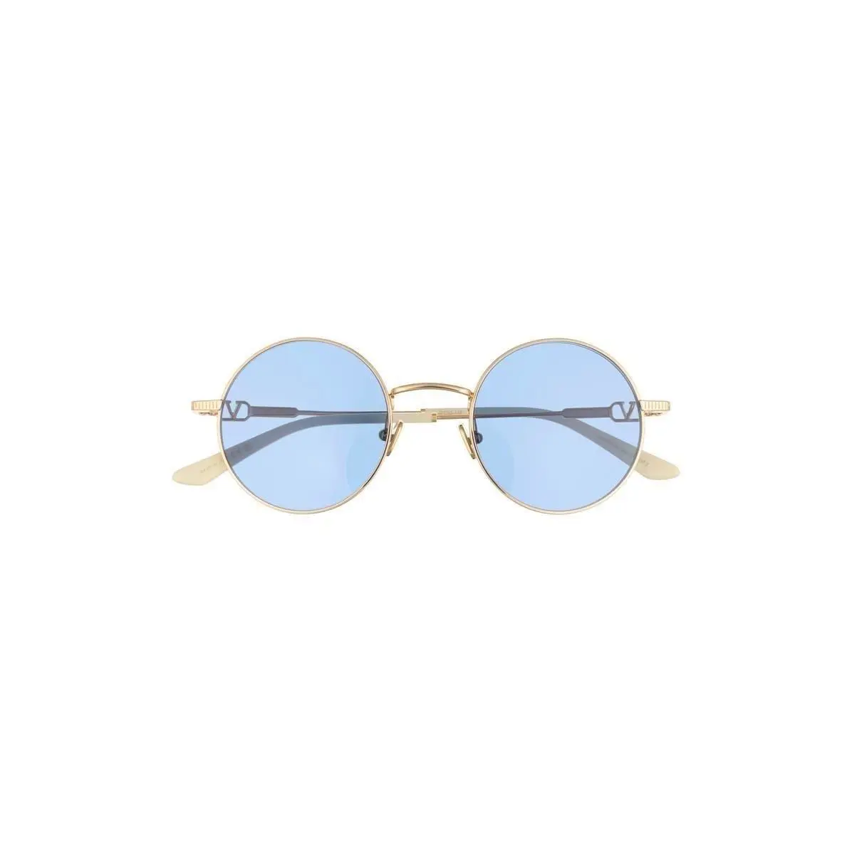 Valentino Men 50mm Round Sunglasses Gold Gold Blue