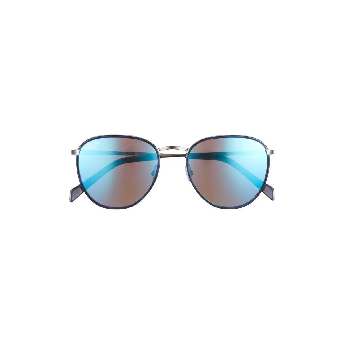 Men 54mm Fashion Round Polarized Sunglasses Blue Silver B by Maui Jim