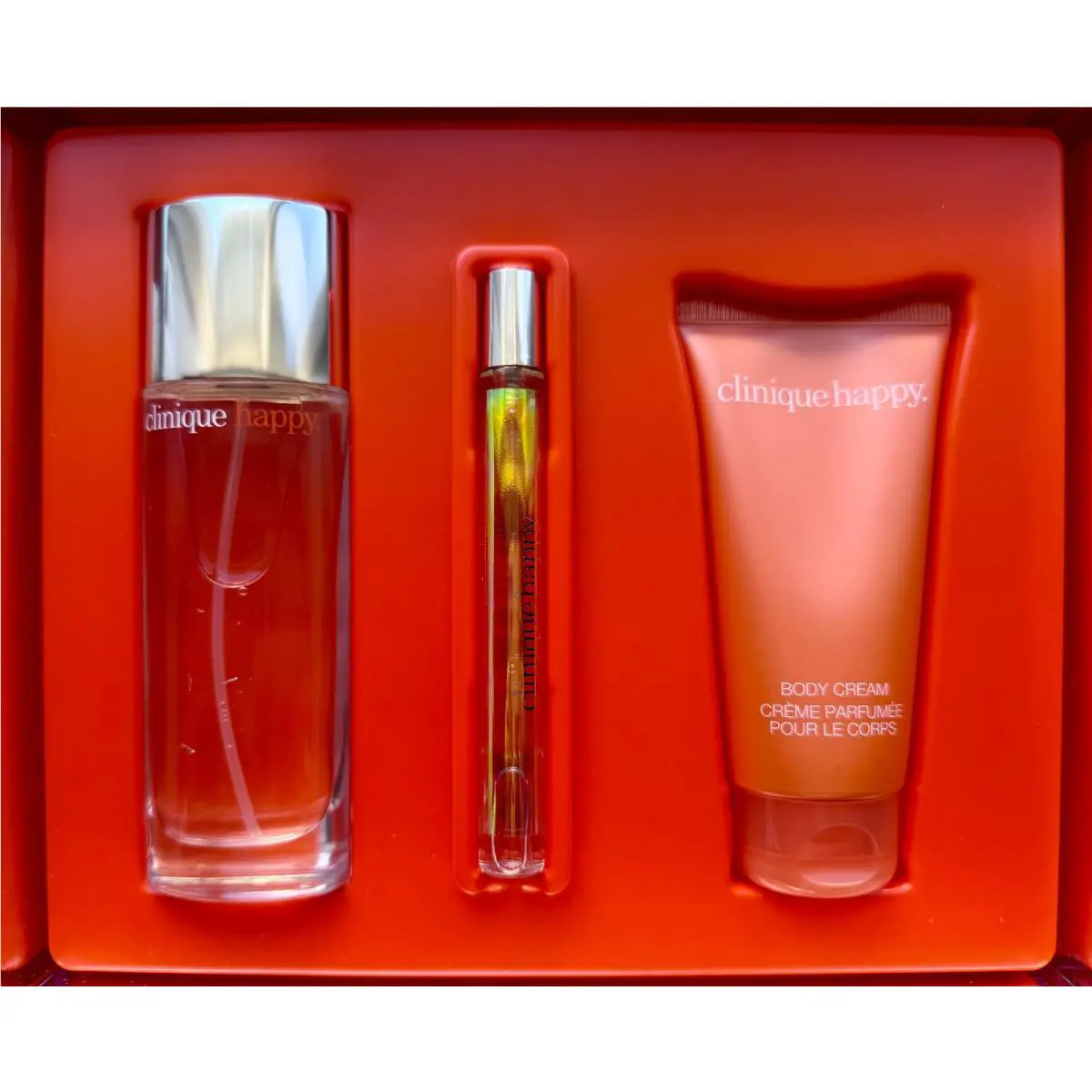 Clinique Happy Perfum Spray Body Cream 3pc Gift Set