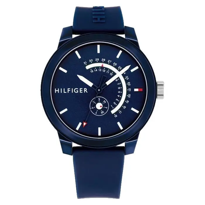 Tommy Hilfiger Denim 1791482 Navy Dial Silicone Strap Quartz 44MM Mens Watch