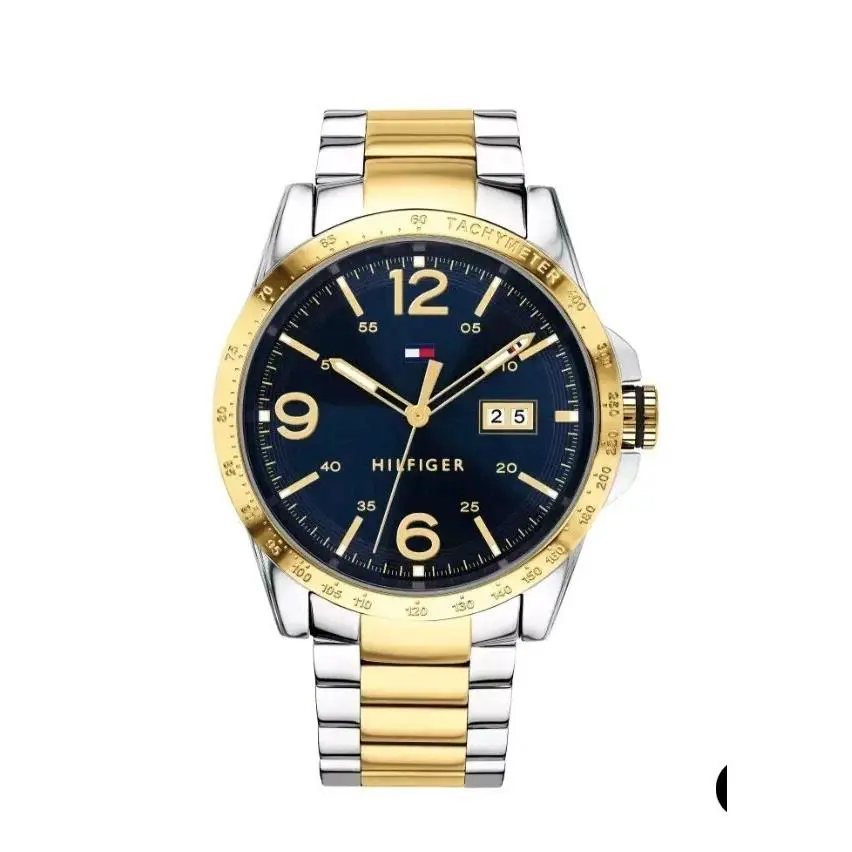 Tommy Hilfiger Men’s Two Tone Stainless Steel Watch Blue Dial 1791453 - Dial: Blue, Band: Gold, Silver, Bezel: Gold