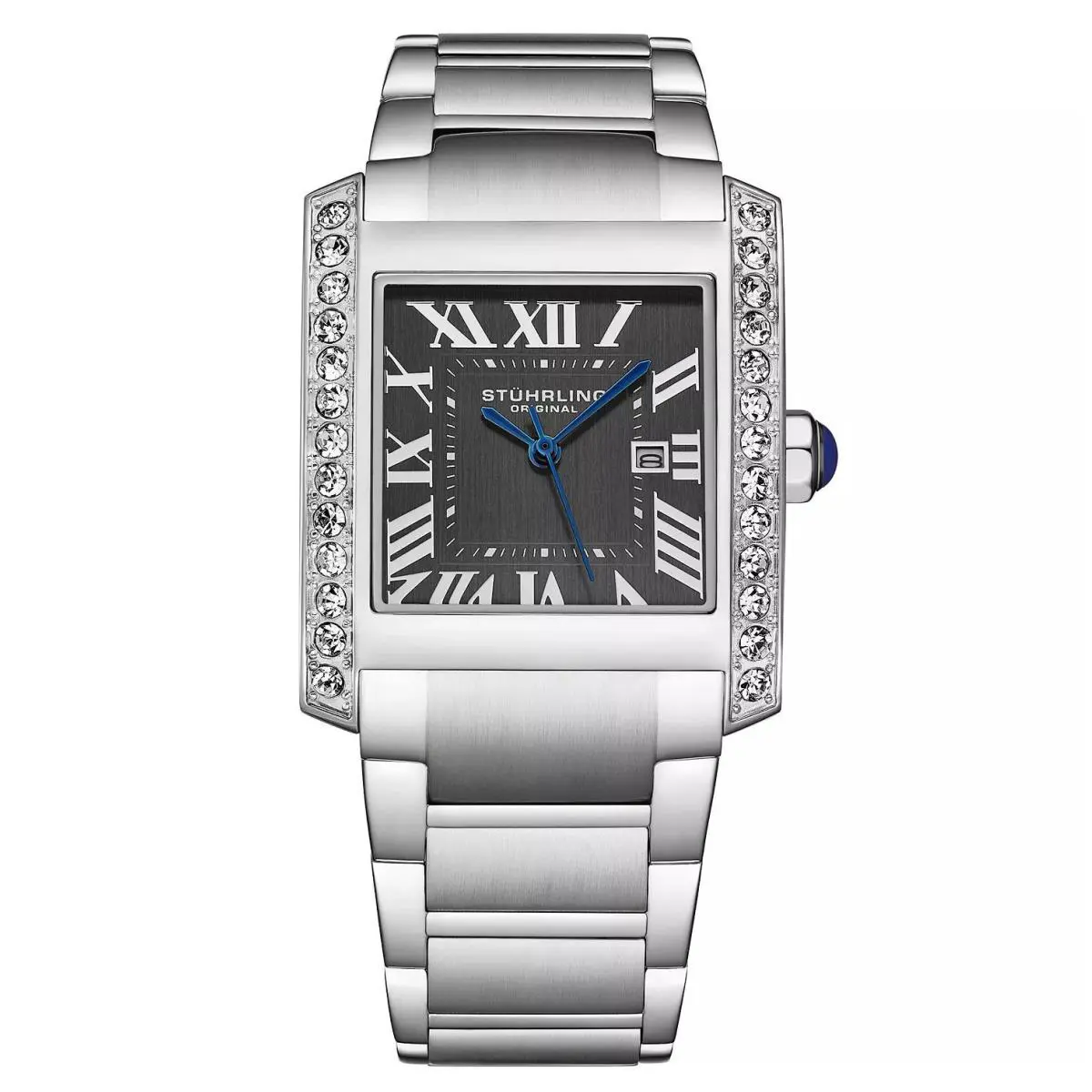 Stuhrling 4088 2 Classic Stainless Steel Date Black Dial Womens Watch