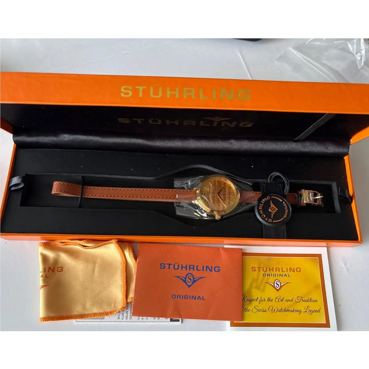 Stuhrling Symphony Wrap Leather Strap 16” Mens Watch Box