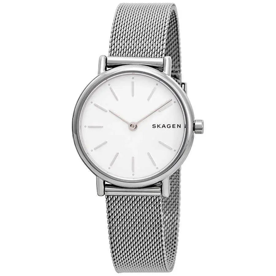 Skagen Signatur White Dial Ladies Watch SKW2692 - White, Dial: White, Band: Silver-tone