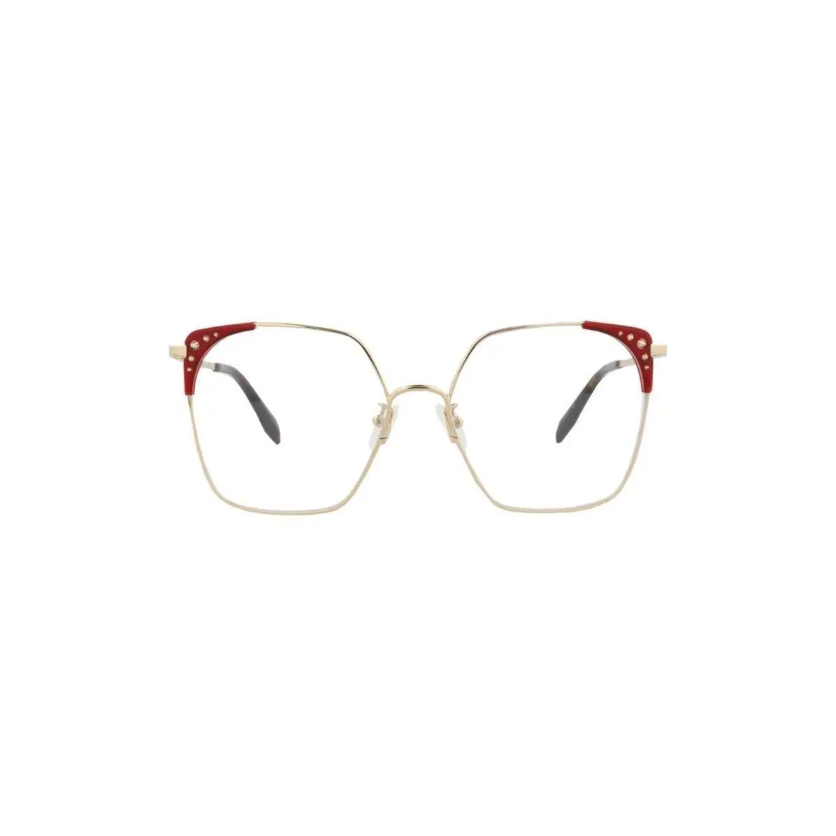 Mcqueen Women 56mm Square Optical Glasses Gold/ Orange Transparent