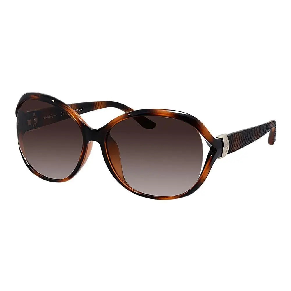 Salvatore Ferragamo Sunglasses Oval Full Rim Havana Frame and Brown Gradient Lens SF770SA214
