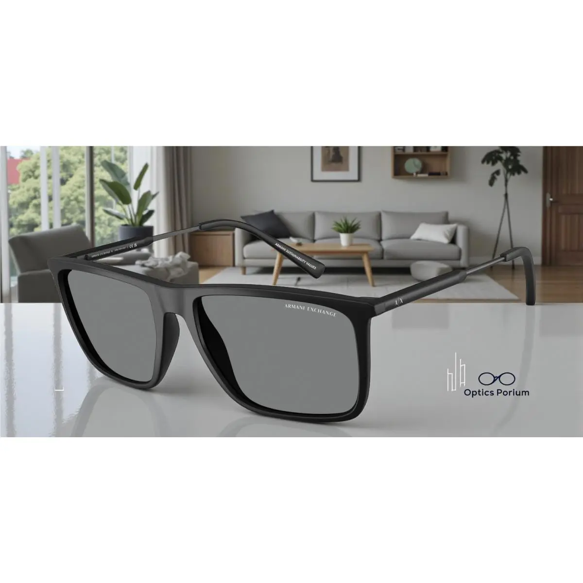 Armani Exchange AX4160S 807887 Matte Black Dark Grey 57 mm Men`s Sunglasses