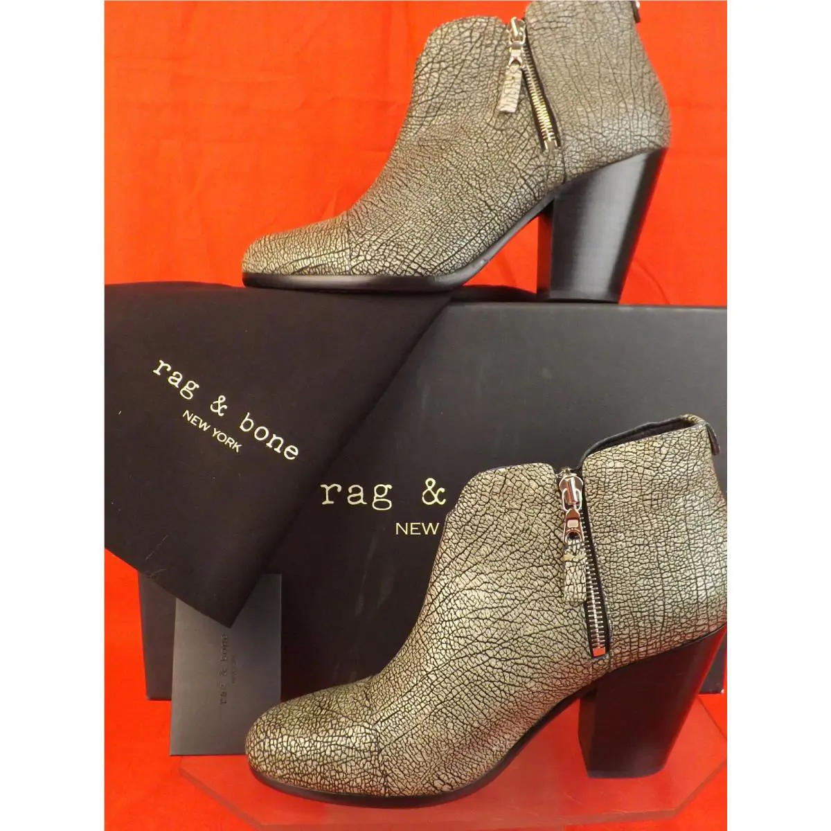 Rag Bone Gray Stingray Margot Leather Heel Ankle Boots 40 10 by Rag & Bone