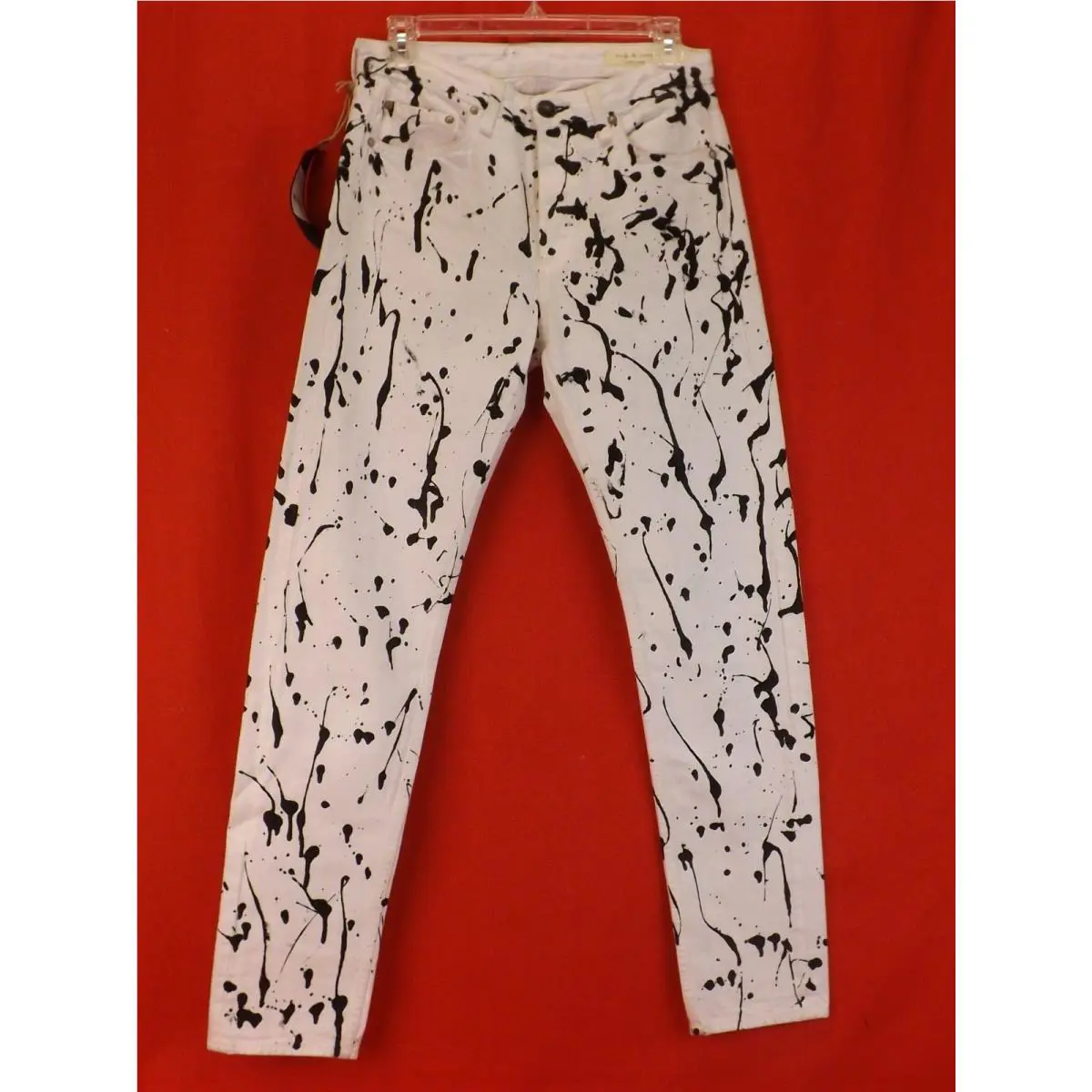Rag Bone White Animal Acid Mum Abstracted Skinny Jeans Pants 29