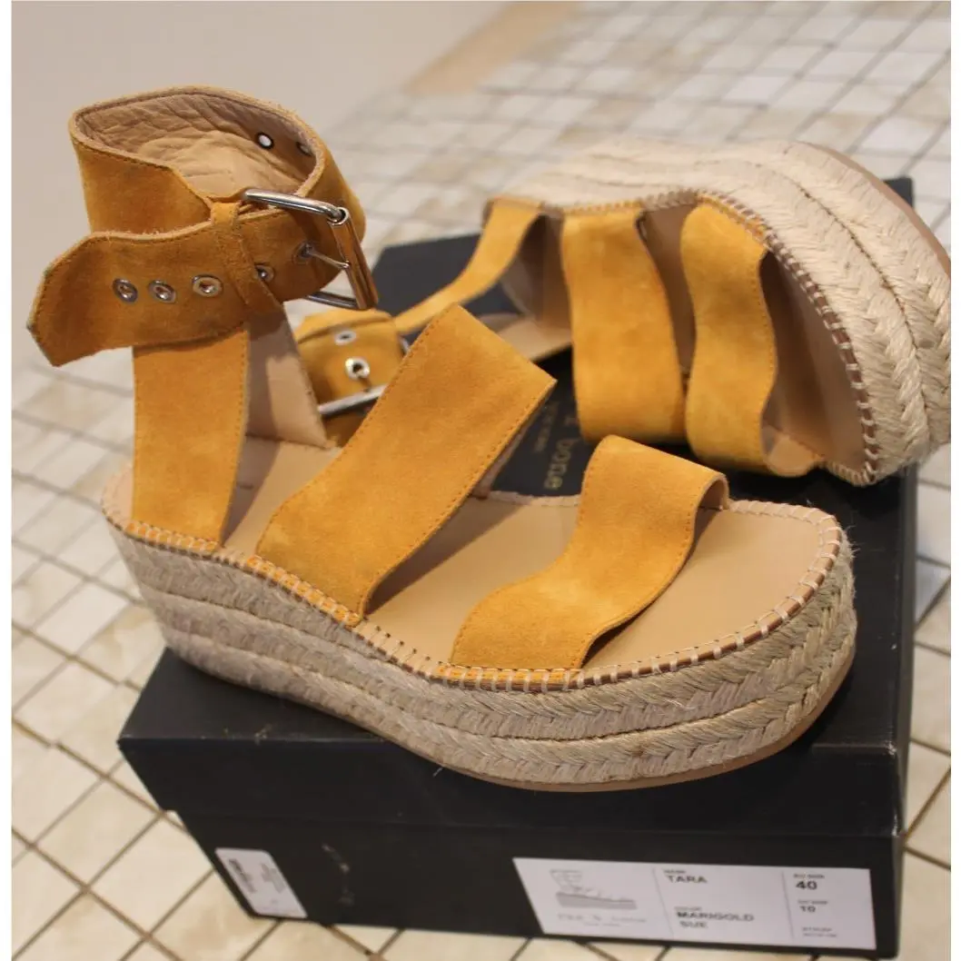 Rag and Bone Tara Marigold Wedge Sandals Size 10 M Made In Italy