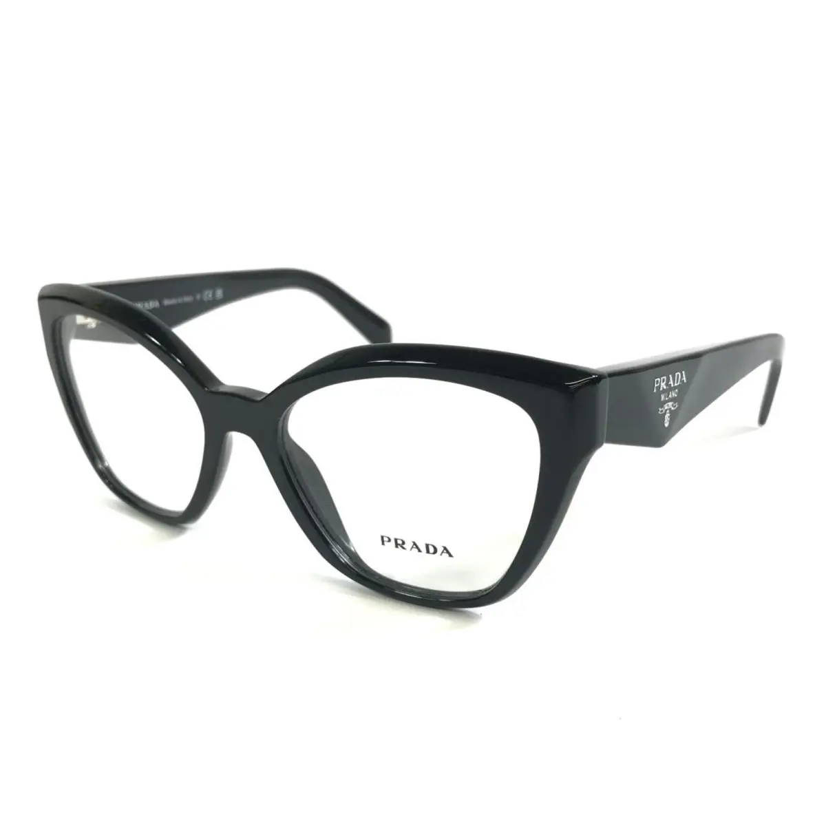Prada Eyeglasses Frames VPR20Z 16K-1O1 Shiny Black Cat Eye Full Rim 52-17-145