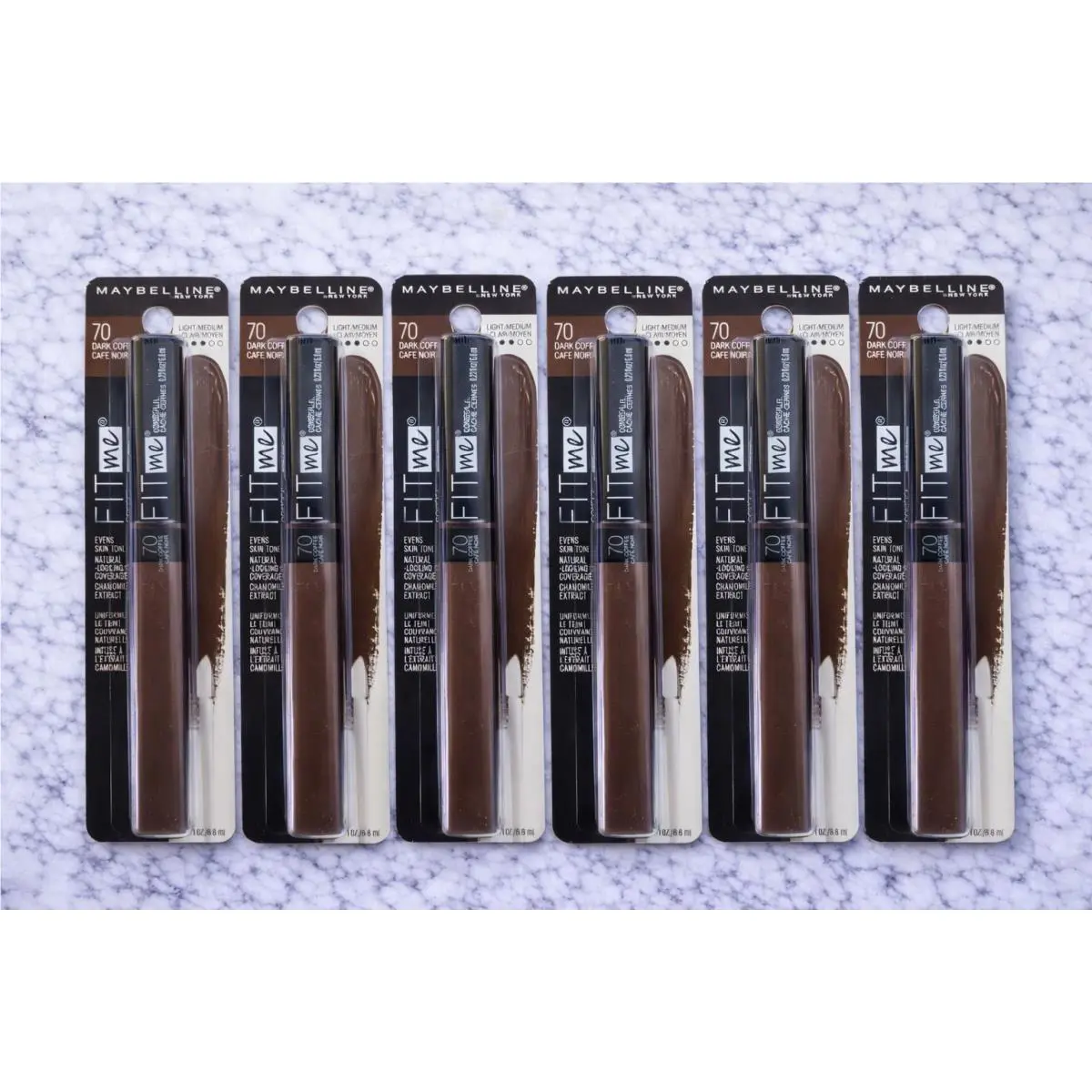 6 Pk Maybelline Fit Me Liquid Concealer 70 Dark Coffee Light/medium New