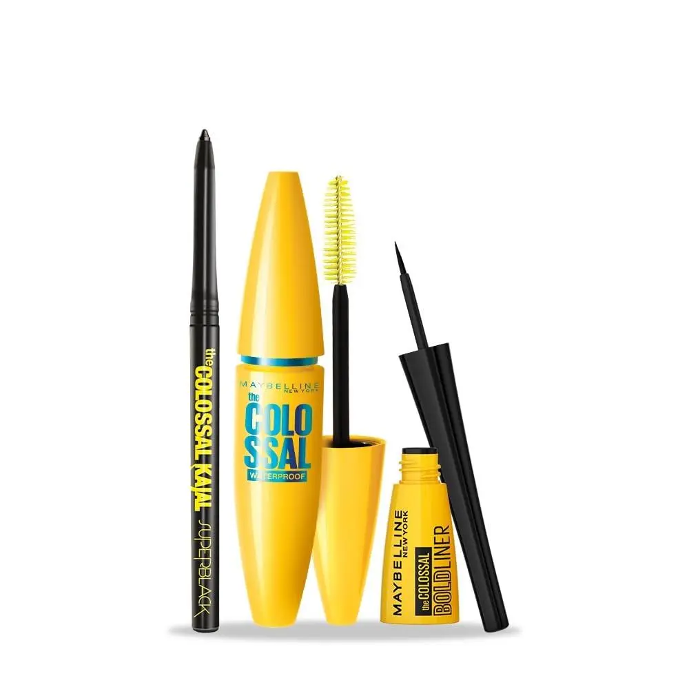 Eye Combo Kajal Mascara Liner Colossal Superblack Waterproof by Maybelline