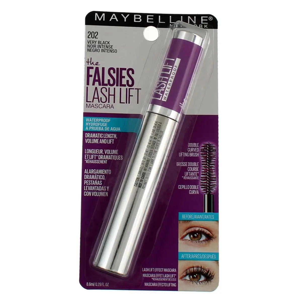 4 Pack  The Falsies Lash Lift Mascara Very Black 0.29 fl oz by Maybelline