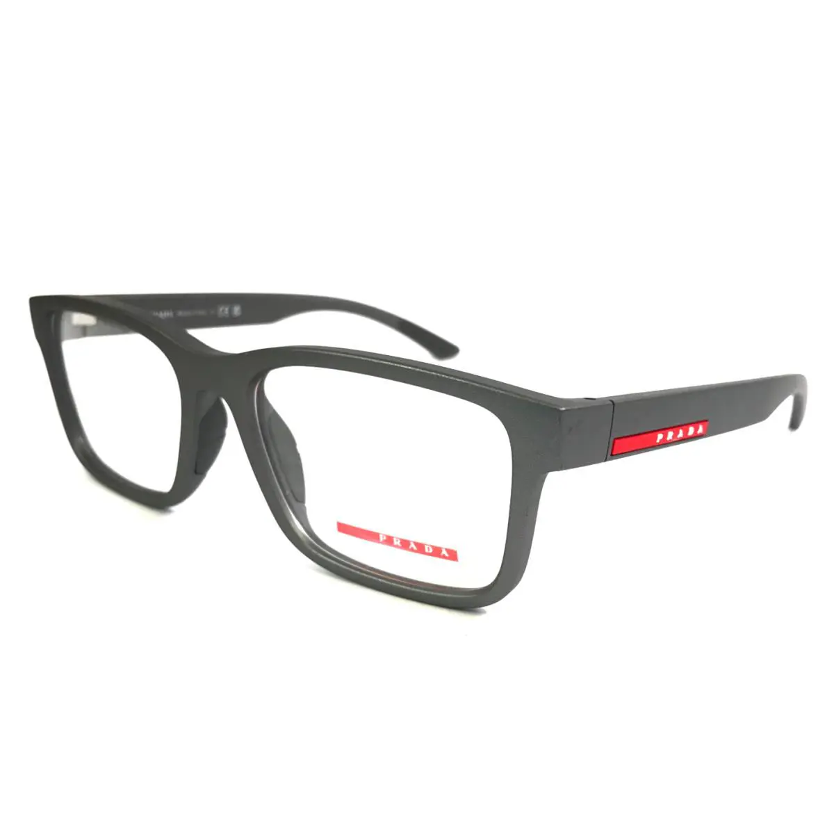 Prada Eyeglasses Frames VPS01R 16X-1O1 Metallic Grey Red Rectangle 56-18-145