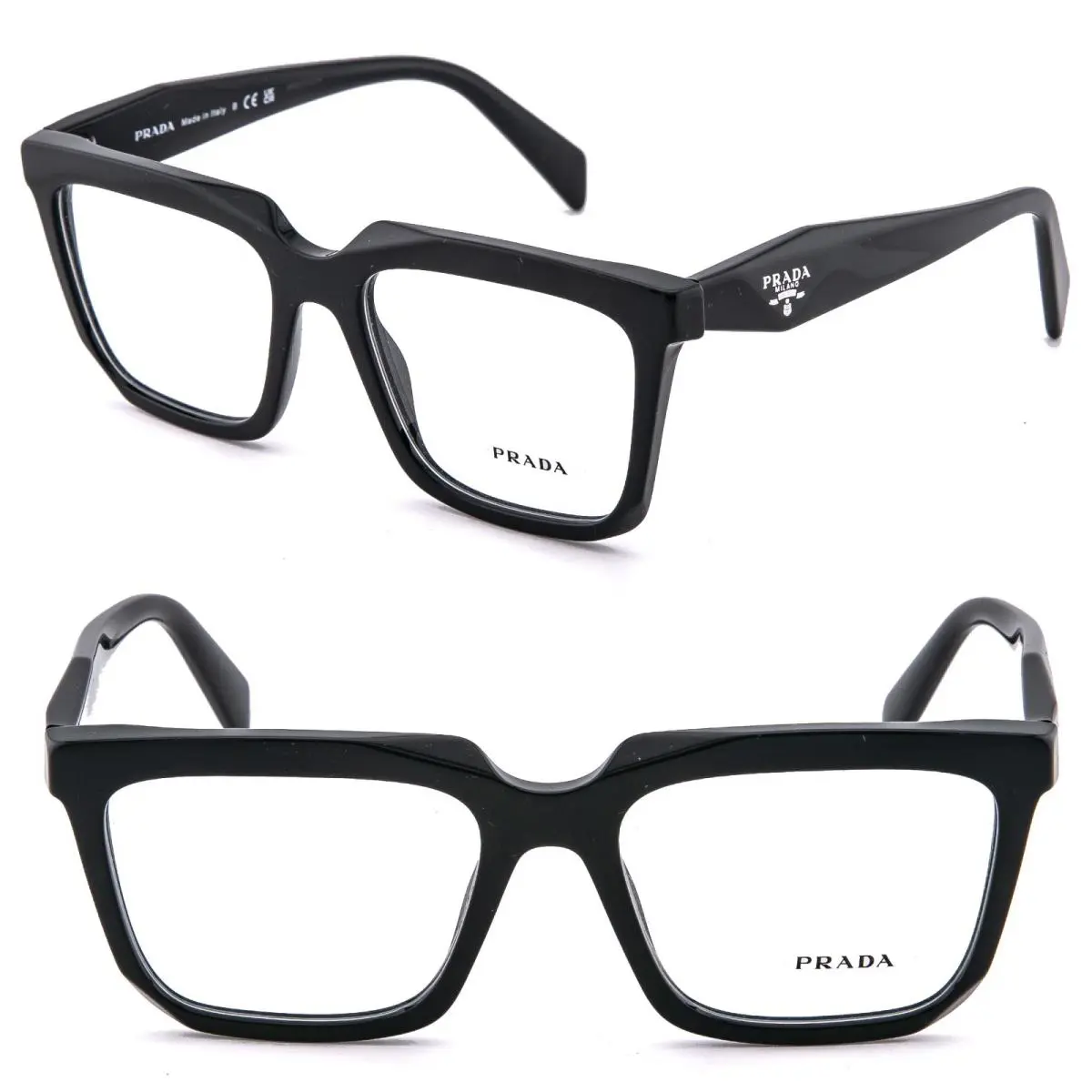 Prada Symbole PRA19V Black Triangle Logo Iconic Eyeglass Optical A19V 54mm A19