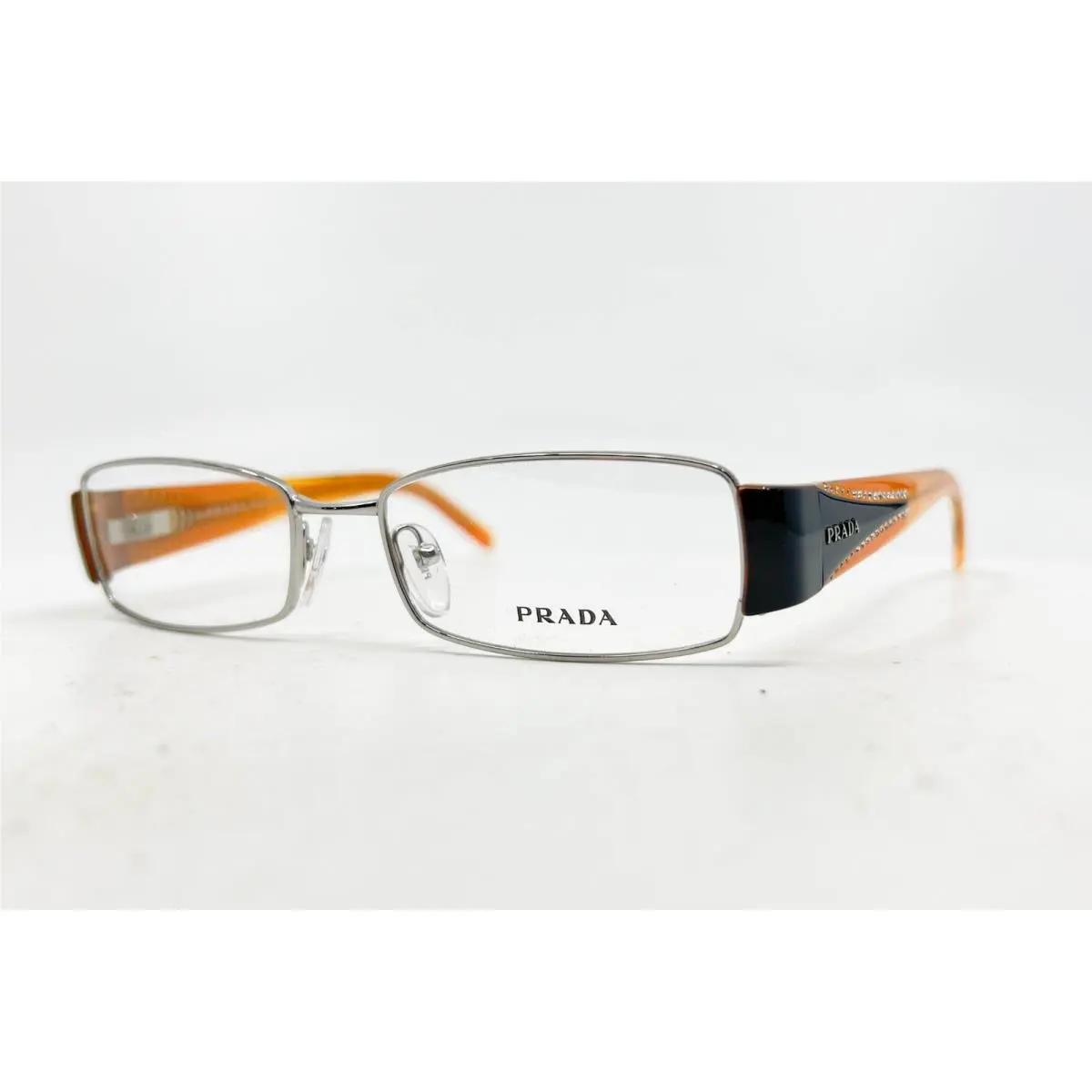 Prada Eyeglass Frames Womens Silver Orange Vpr 59I 52-16-135 52mm