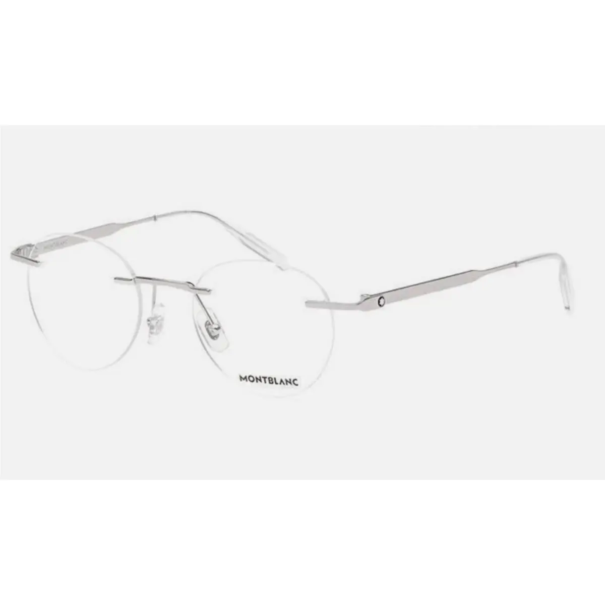 Montblanc Round Rimless Eyeglasses MB0148O 003 49-20 145 Shiny Silver Frames