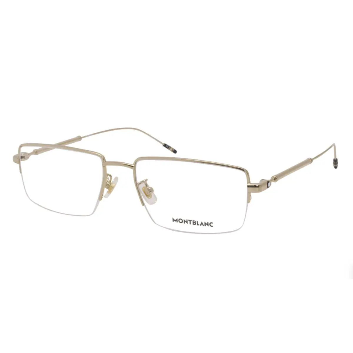 Montblanc Semi-rimless Eyeglasses MB0113O 002 56-18 150 Shiny Gold Frames