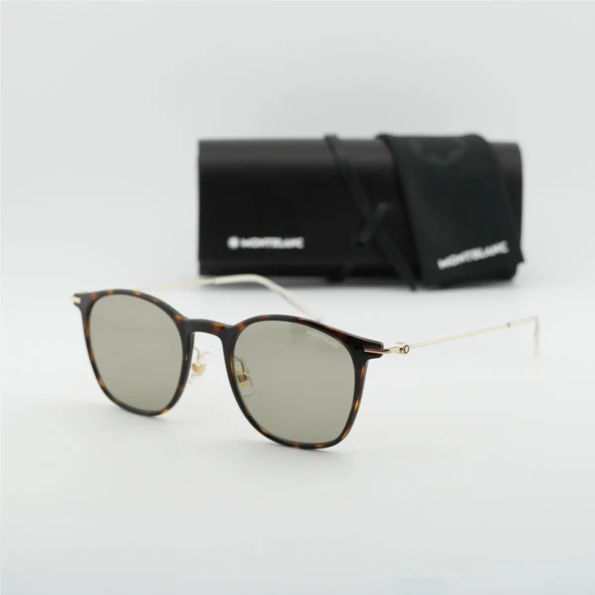 Montblanc MB0098S 012 Havana/gold/green Sunglasses 53-22-150