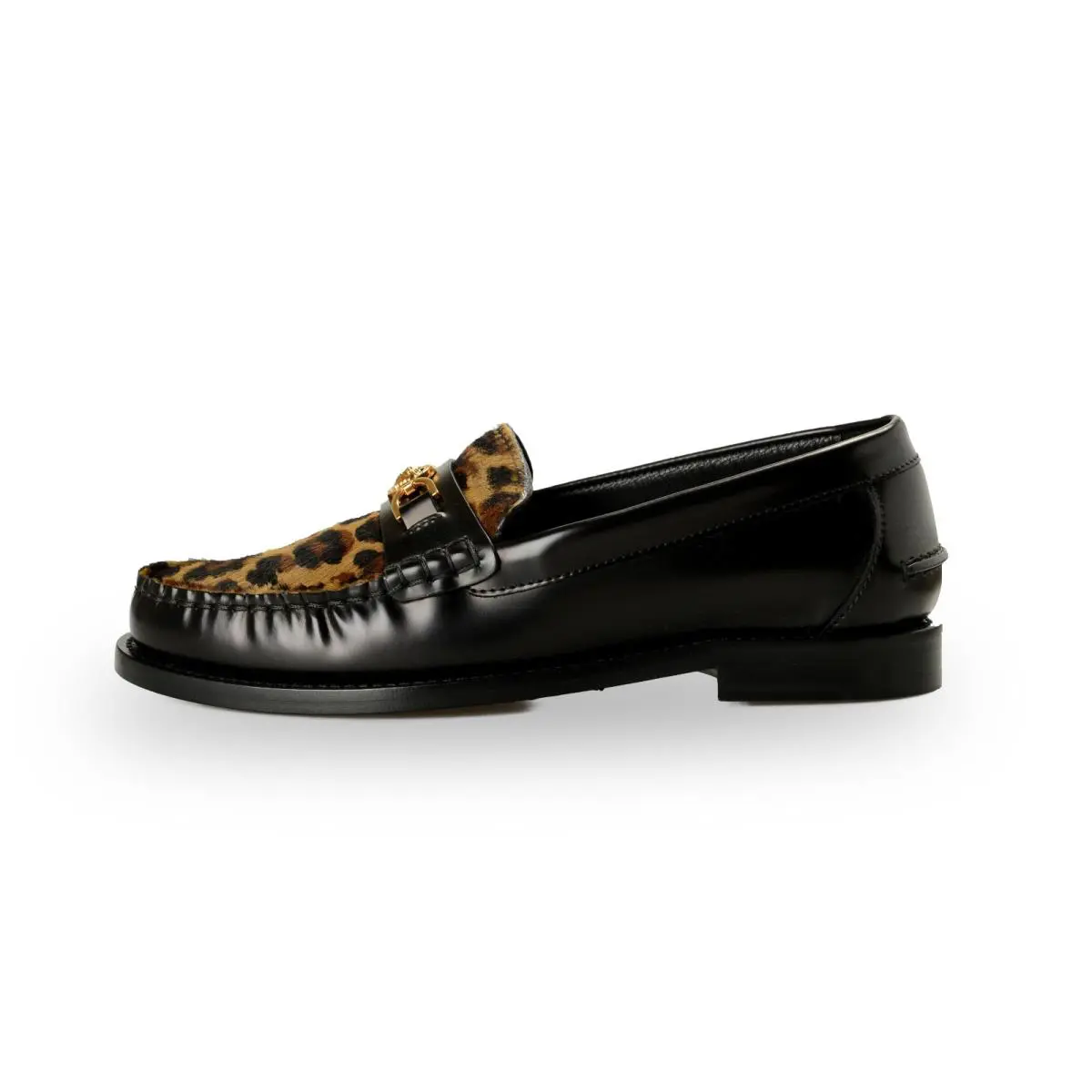 Versace Women`s Leather Pony Hair Gold Medusa Slip On Loafers Shoes US 6 IT 36