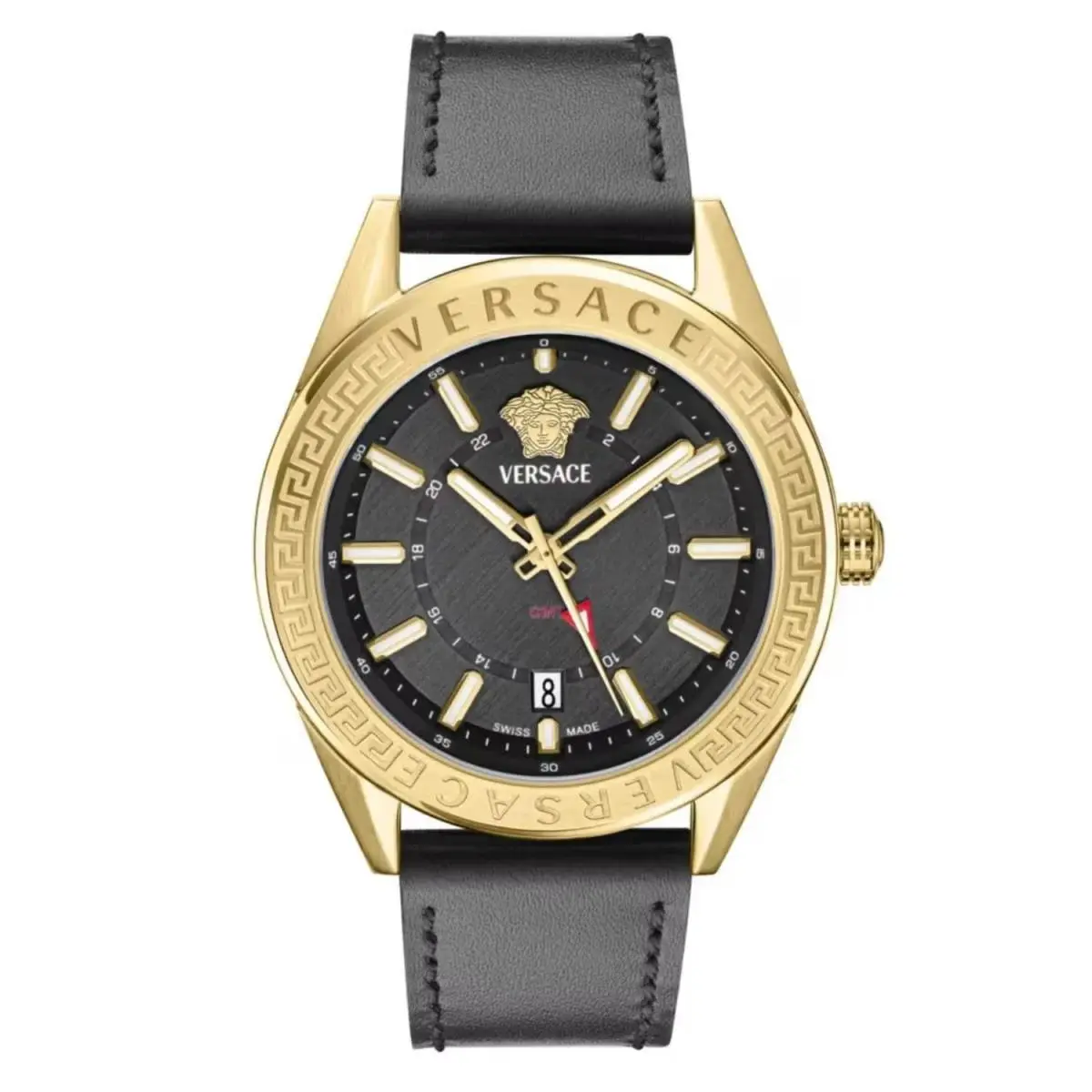 Versace Men`s V-code Black Dial Watch - VEAFA0224