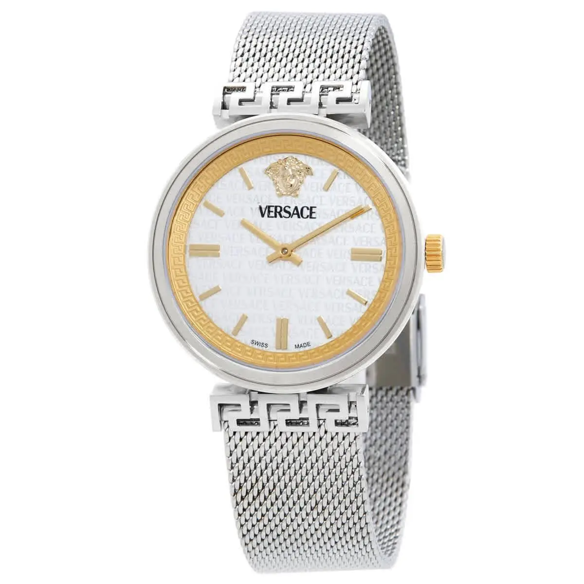 Versace Mythos Quartz White Dial Ladies Watch VETCA0424 - Dial: White, Band: Silver-tone, Bezel: Silver-tone