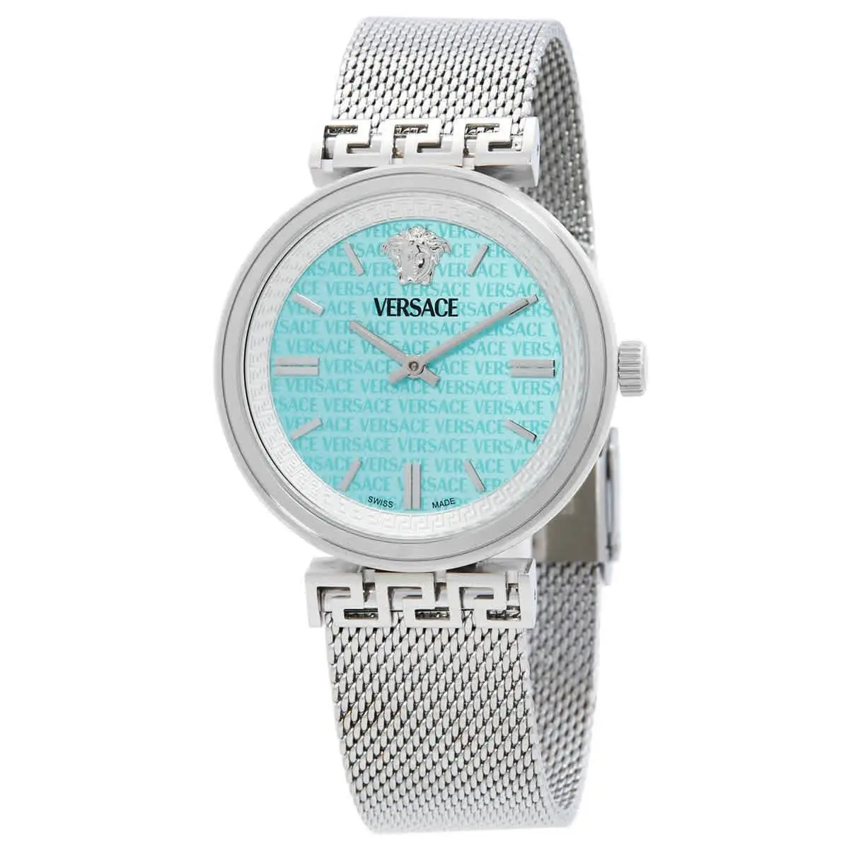 Versace Mythos Quartz Turquoise Dial Ladies Watch VETCA0324 - Dial: Turquoise, Band: Silver-tone, Bezel: Silver-tone