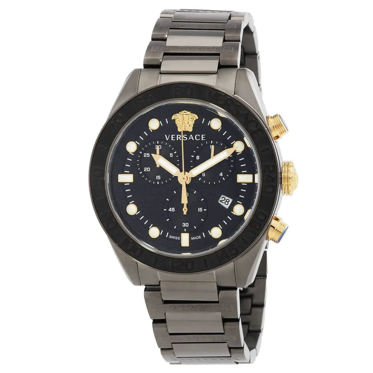 Greca Dome Chronograph Quartz Black Dial Men`s Watch VE6K00623 by Versace