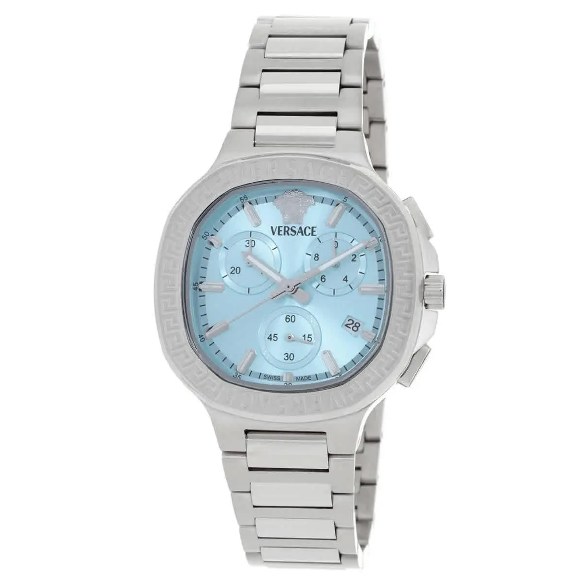 Versace V-chrono Square Chronograph Quartz Turquoise Dial Watch VEVCA0324