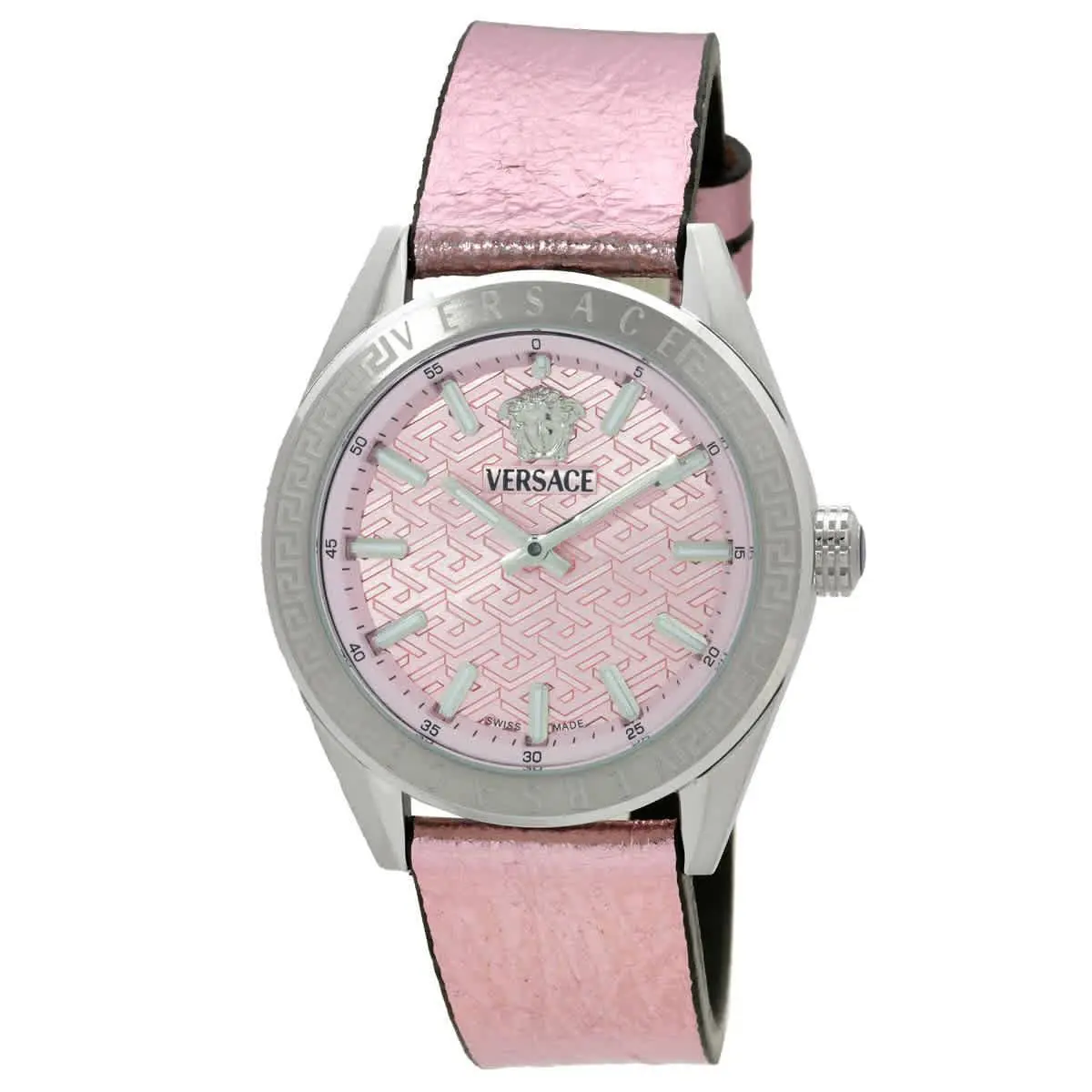 V-code Quartz Pink Dial Ladies Watch VE8I00124 by Versace