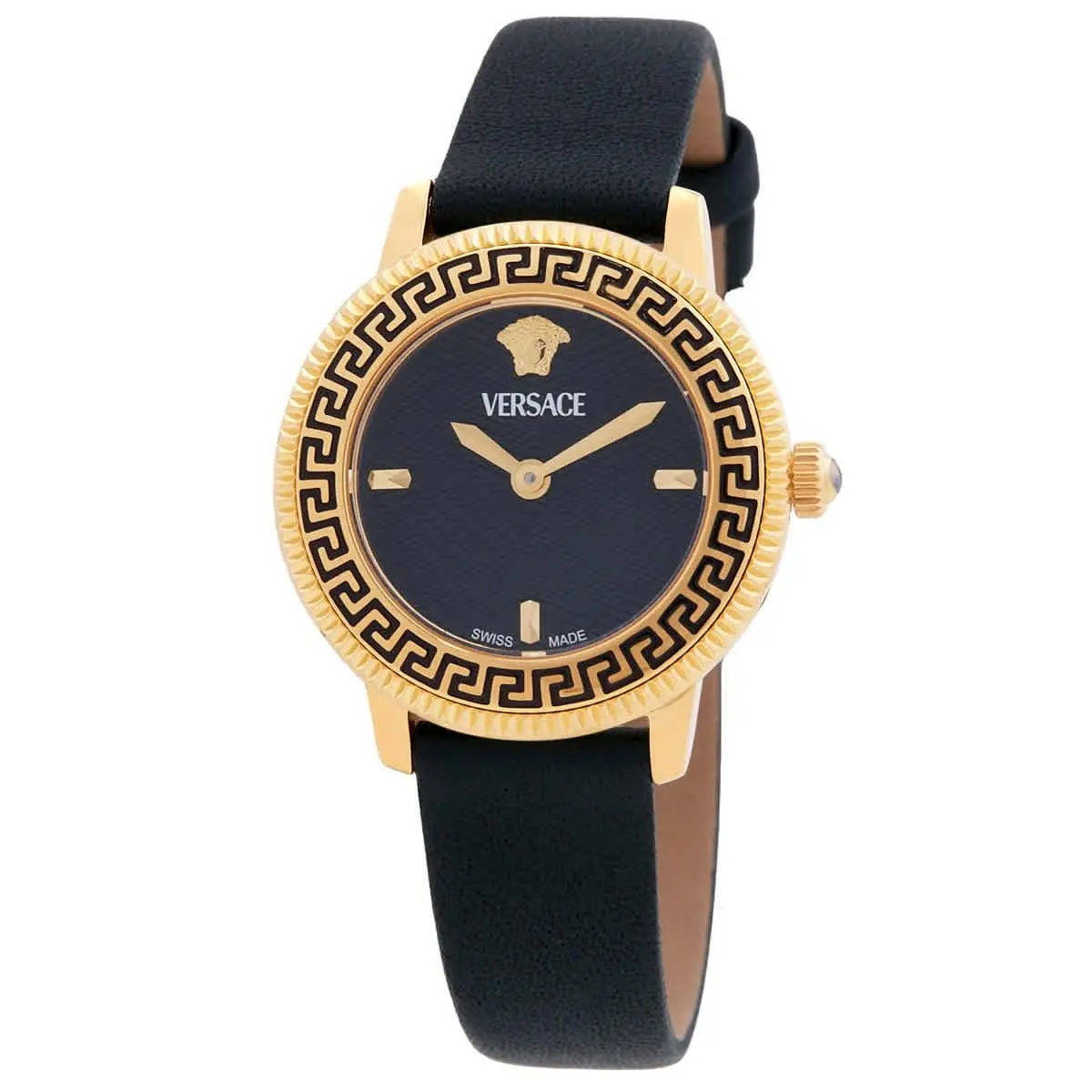 Versace V-icon Quartz Black Dial Ladies Watch VEUCA0224