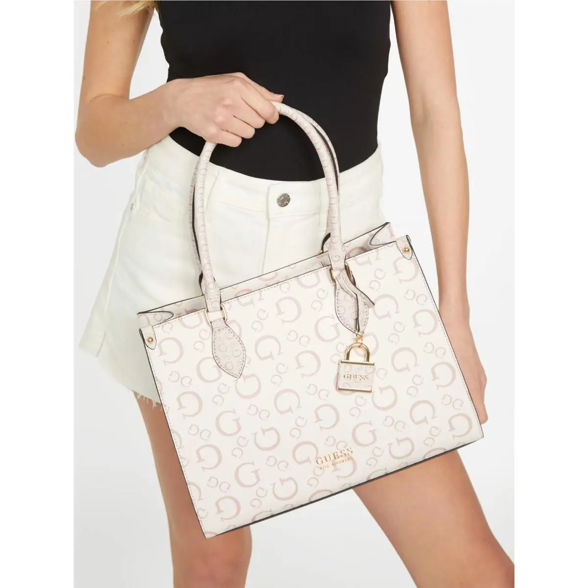 Guess Women`s Large Logo Tote Bag Satchel Handbag