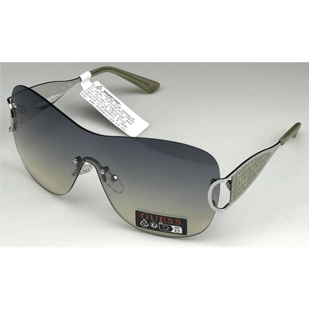 Guess GO00038 10P Women`s Silver Rimless Frame Gray Lens Designer Sunglasses