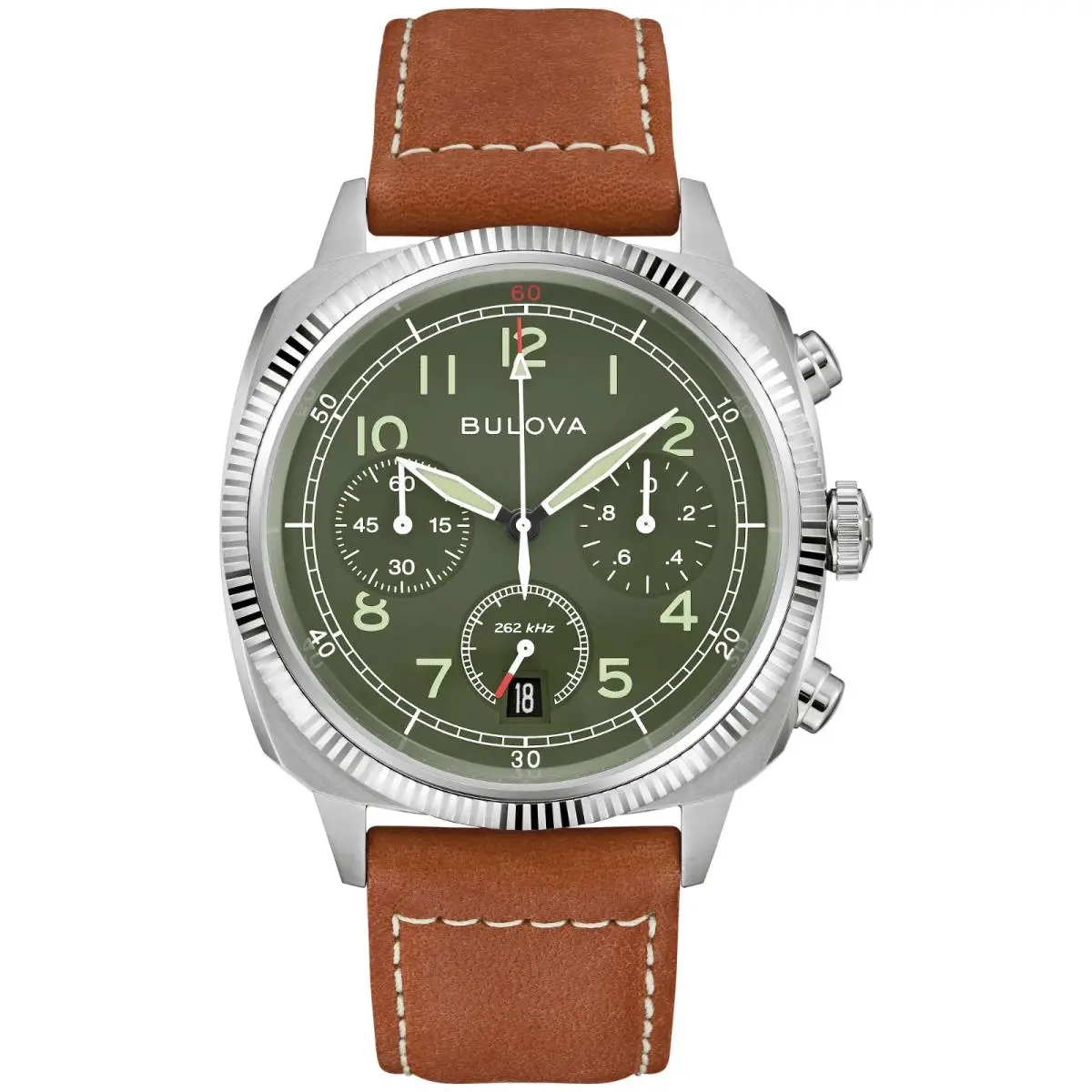 Bulova Mens Military Vwi Green Dial Special Edition Chronograph Watch 96B482