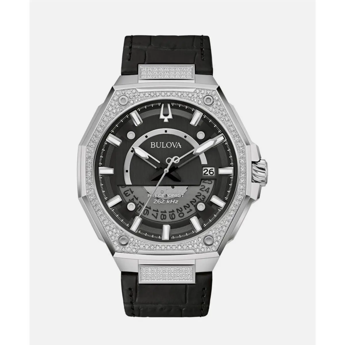 Bulova Men`s Precisionist Date Precisionist Black Diamond Watch 45MM 96J121
