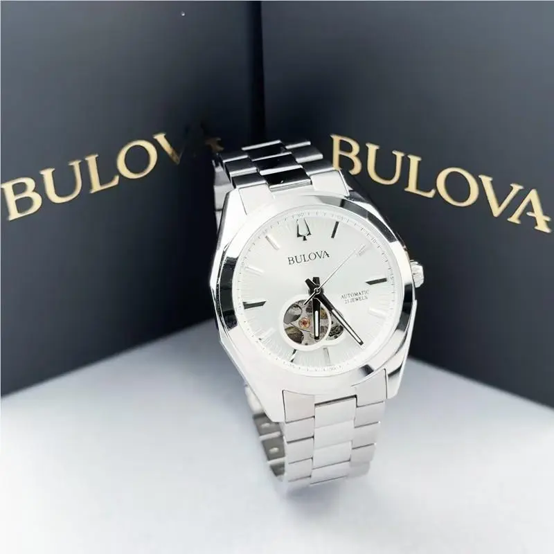 Surveyor Silver Tone Dial Automatic Men`s Watch 42 mm 96A274 by Bulova