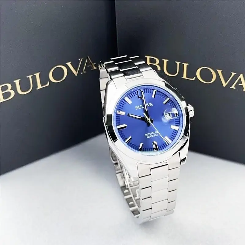 Surveyor 96B436 Automatic Blue Dial Stainless Steel Men`s Watch 39MM by Bulova