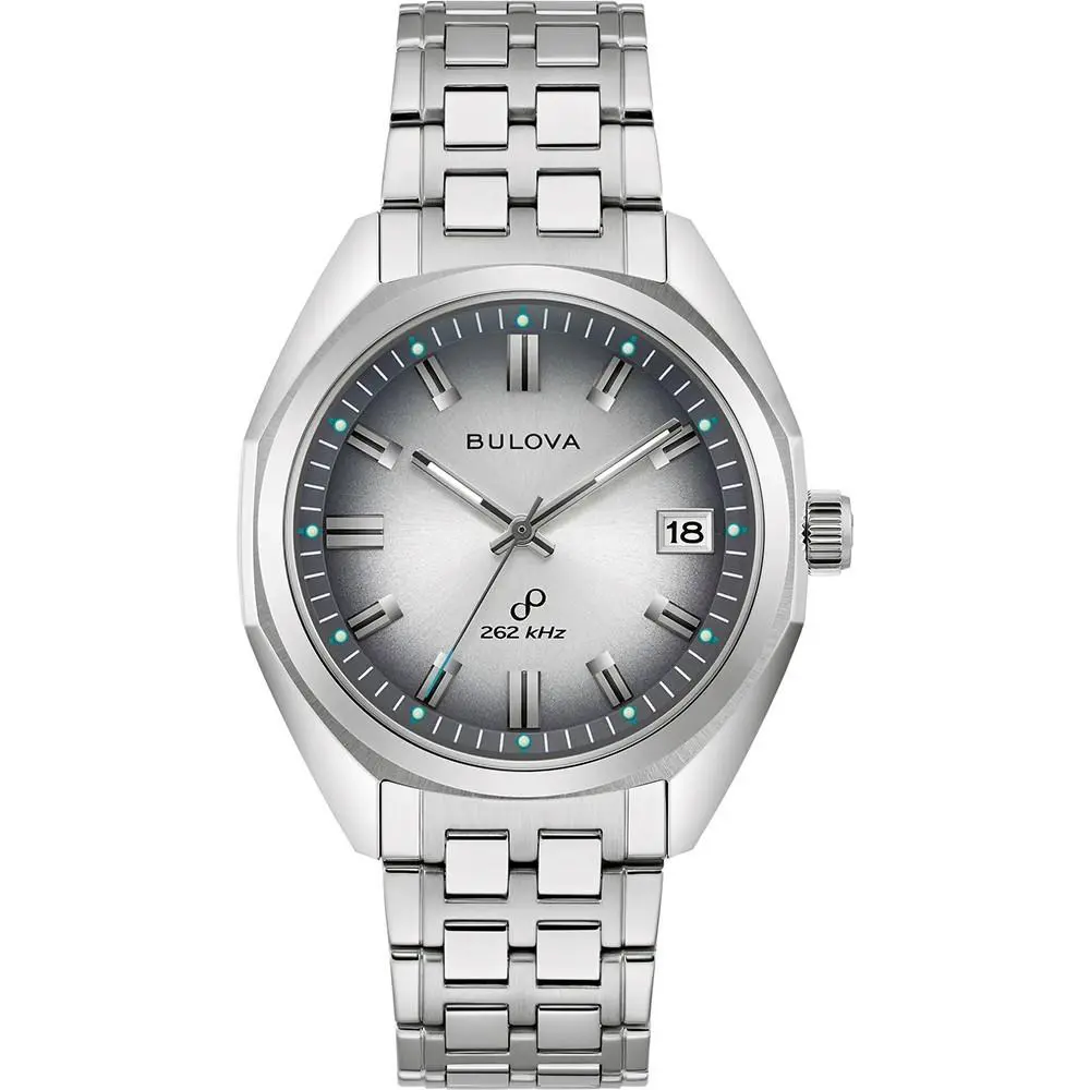 Bulova 1973 Jet Star 96B401 Stainless Steel Precisionist Quartz Men`s Watch - Dial: Gray, Band: Silver, Bezel: Gray