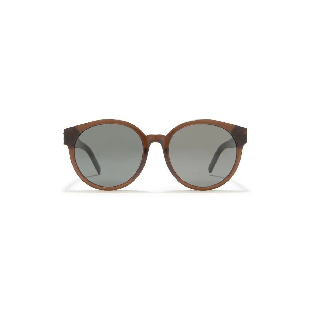 Saint Laurent Men 55mm Modified Round Sunglasses Brown Brown Grey