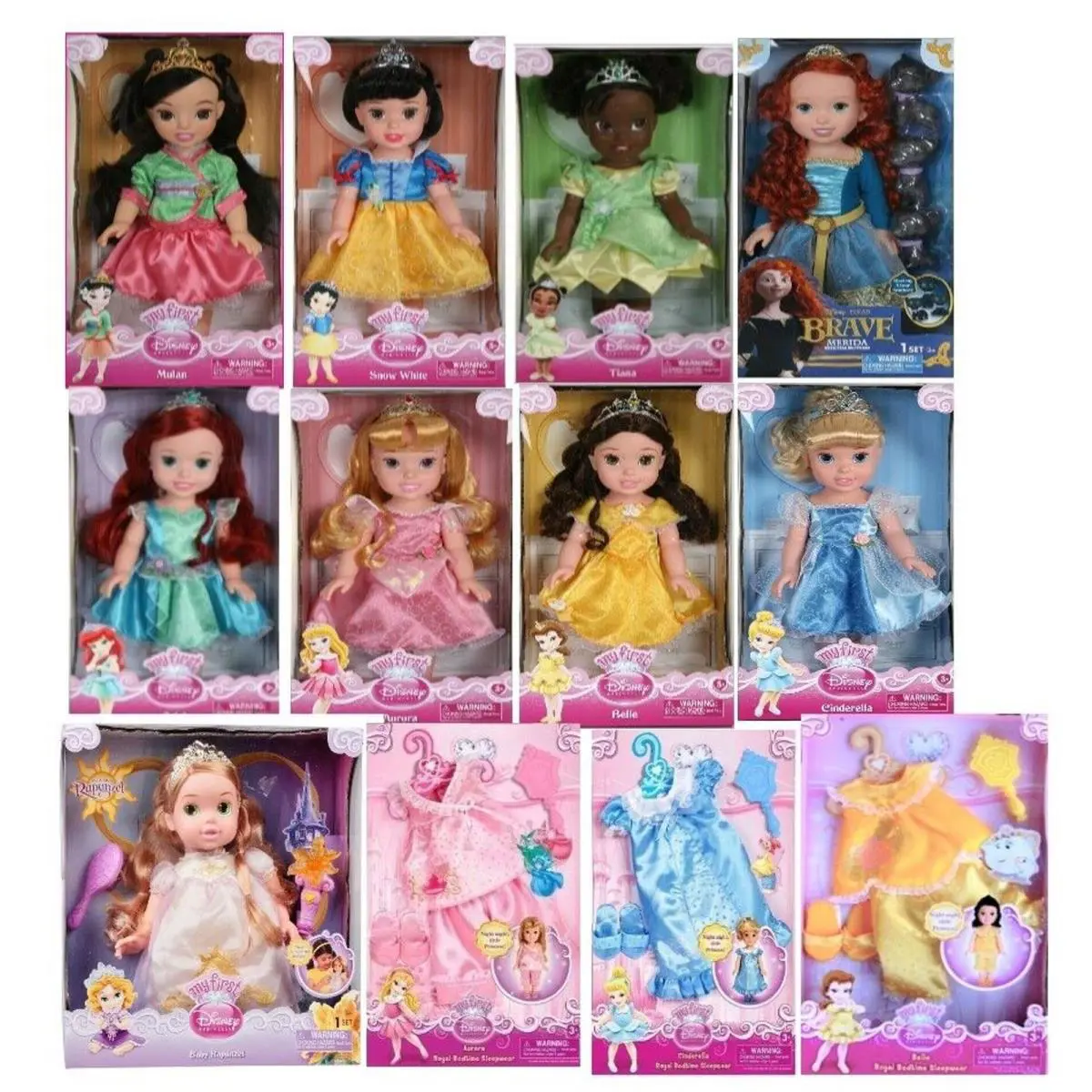 My First Disney Princess Dolls Set 12 Collection 1st Ed. Play Dolls Clothes Box
